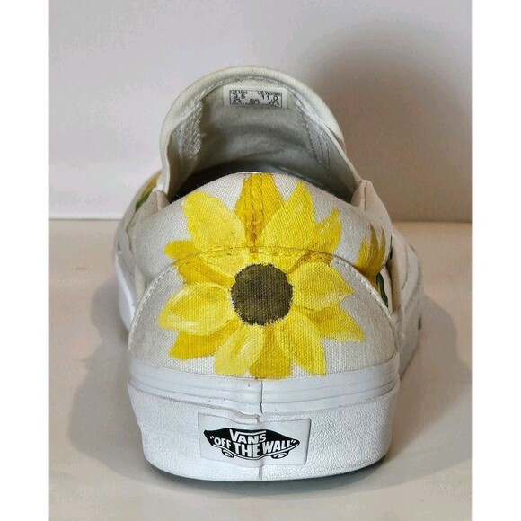 Custom Sunflower Vans Slip On Shoes Hand Painted EUC Floral Women’s 11 Men’s 9.5 - Picture 4 of 12